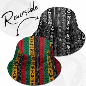 Adinkra African Symbols Reversible Bucket Hat