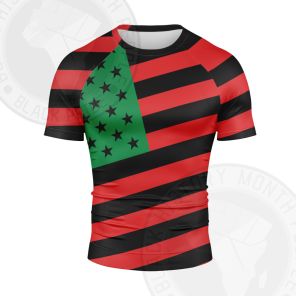 African America Flag Short Sleeve Compression Shirt