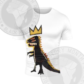 African Americans The Arts Basquiat Dinosaur Short Sleeve Compression Shirt