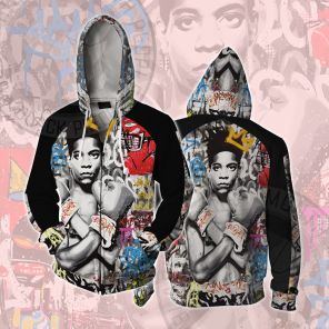 African Americans The Arts Basquiat Graffiti Boxing Cosplay Zip Up Hoodie