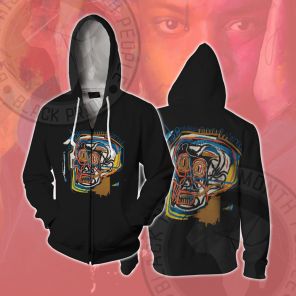 African Americans The Arts Basquiat Skull Cosplay Zip Up Hoodie