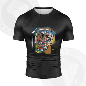 African Americans The Arts Basquiat Skull Short Sleeve Compression Shirt