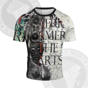 African Americans The Arts Black and White Illustration Short Sleeve Compression Shirt