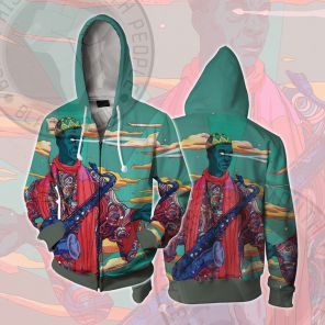 African Americans The Arts JAZZ PUNK Illustration Cosplay Zip Up Hoodie