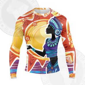 African Pattern Female Long Sleeve Compression Shirt