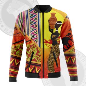 African Pattern Woman Elephant Bomber Jacket