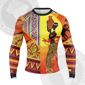 African Pattern Woman Elephant Long Sleeve Compression Shirt