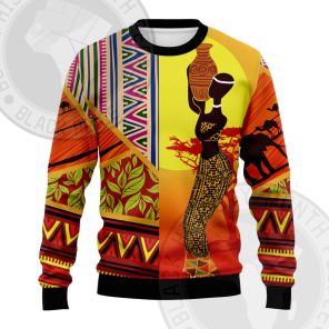 African Pattern Woman Elephant Sweatshirt