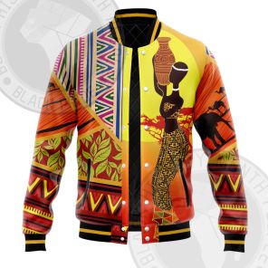 African Pattern Woman Elephant Varsity Jacket
