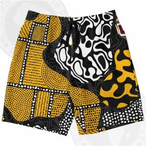 African Print 6 Yellow Long Shorts