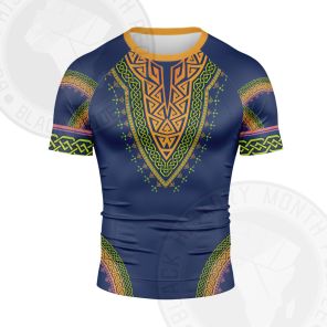 African Purple Design Short Sleeve Compression Shirt