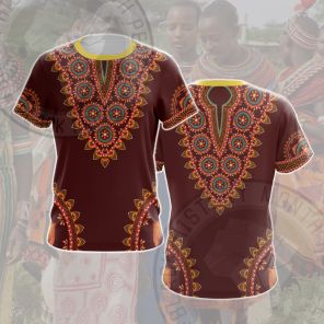 African Totem Dashiki Red Flower Cosplay T-shirt