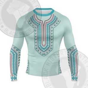 African Totem Dashiki Rhombus Flower Long Sleeve Compression Shirt