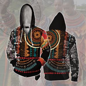 African Totem Ethnic background Cosplay Zip Up Hoodie