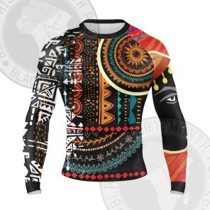 African Totem Ethnic background Long Sleeve Compression Shirt