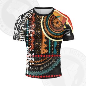 African Totem Ethnic background Short Sleeve Compression Shirt