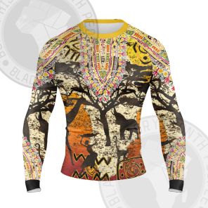 African Totem Ethnic Patterns Long Sleeve Compression Shirt
