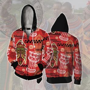 African Traditional Graffiti Pattern Cosplay Zip Up Hoodie