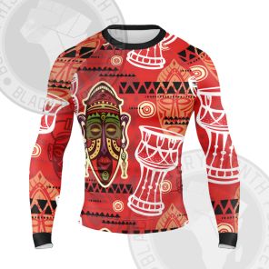 African Traditional Graffiti Pattern Long Sleeve Compression Shirt