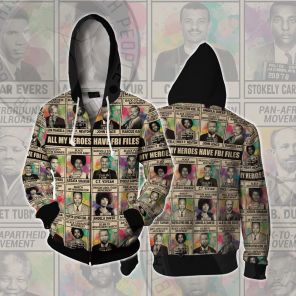 All My Black Person Heroes Have FBI Files All-over Cosplay Zip Up Hoodie