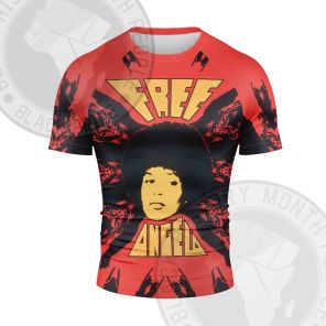 Angela Davis Free Equality Red Short Sleeve Compression Shirt