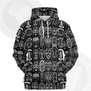Black And White African Mask Fashion Hoodie