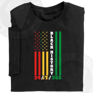 Black History 24 7 365 Flag Adult T-Shirt