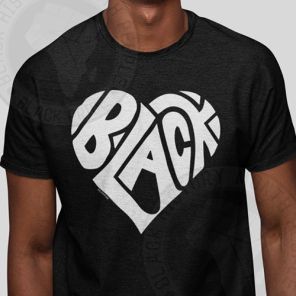 Black Love Heart Shaped Black T-Shirt