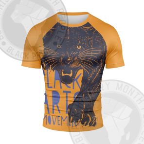 Black Panther Black Power Art Illustration Short Sleeve Compression Shirt