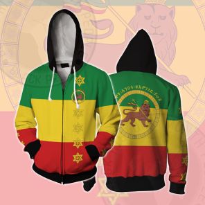 Haile Selassie I Banner Cosplay Zip Up Hoodie