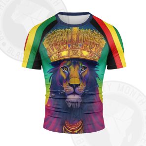Haile Selassie I Crown And Lion Short Sleeve Compression Shirt