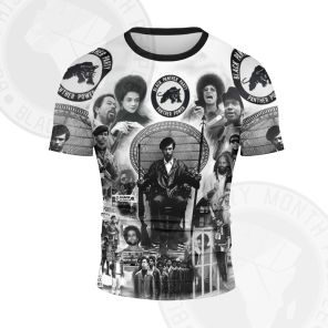Huey Newton Black Panther Party FLAG Short Sleeve Compression Shirt