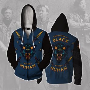 Huey Newton Black Panther Spirit Cosplay Zip Up Hoodie