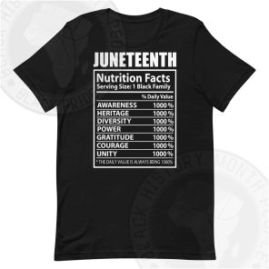 Juneteenth Facts White Text T-shirt
