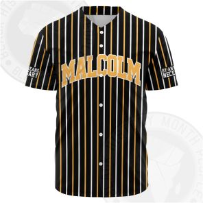Malcolm X Brown and Yellow Baseball Jersey