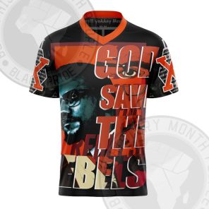 Malcolm X God Save The Rebels Football Jersey
