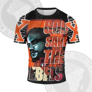 Malcolm X God Save The Rebels Short Sleeve Compression Shirt