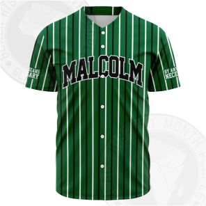 Malcolm X Green and Black Baseball Jersey