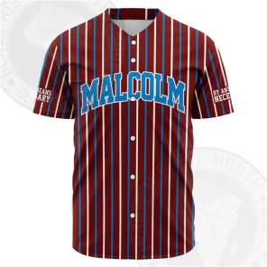 Malcolm X Maroon and Blue Baseball Jersey