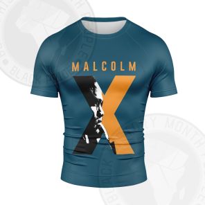 Malcolm X Pattern Short Sleeve Compression Shirt