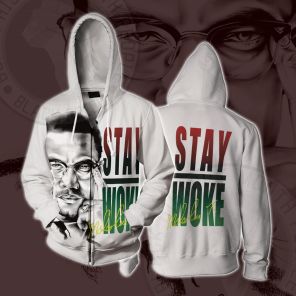 Malcolm X STAY WOKE Cosplay Zip Up Hoodie