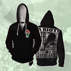 Martin Luther King MLK Riot Cosplay Zip Up Hoodie