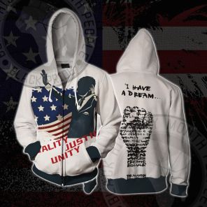Martin Luther King USA Civil Rights Freedom Cosplay Zip Up Hoodie