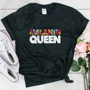 Melanin Queen White Text T-shirt