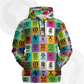 Multi Color Adinkra Symbols Fashion Hoodie