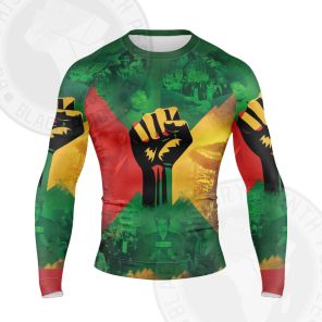 Power Fist And Patterns In Pan African Colors Long Sleeve Compression Shirt