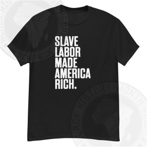 Slave Labor Made America Rich White Text T-shirt