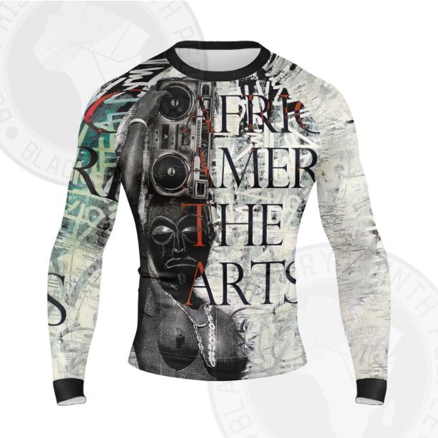 African Americans The Arts Black and White Illustration Long Sleeve Compression Shirt
