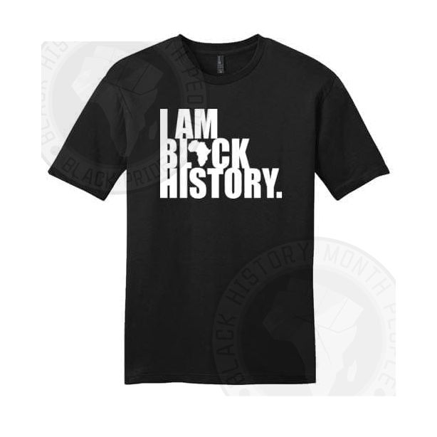 I Am Black History White Text T-shirt