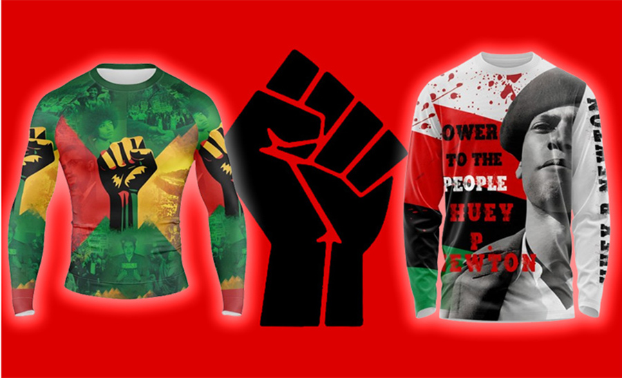 black power apparel and fist symbol